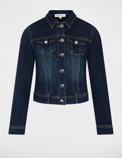 Veste droite boutonnée en jean jean brut femme