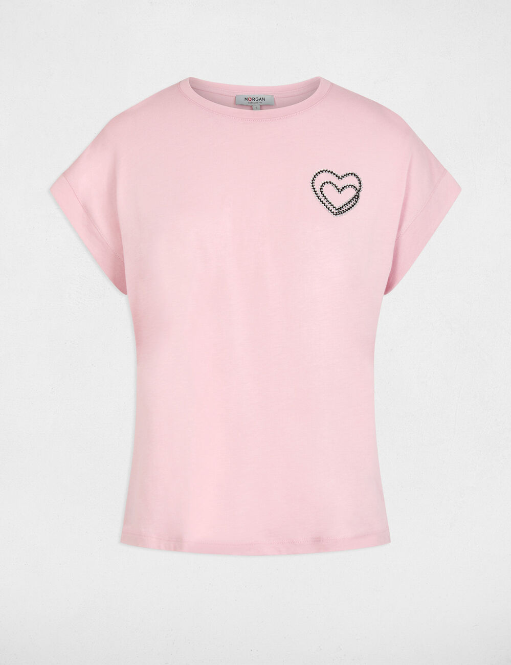 T-shirt met korte mouwen roze vrouw