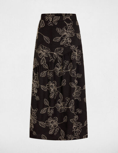 Lange high-waist rok zwart vrouw