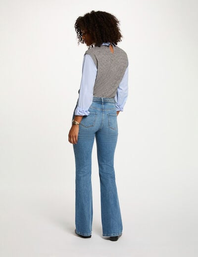 Trui met reverskraag gris clair vrouw