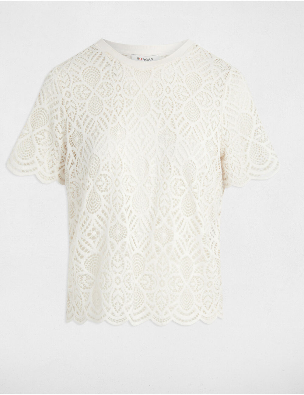 T-shirt met korte mouwen ivoor vrouw