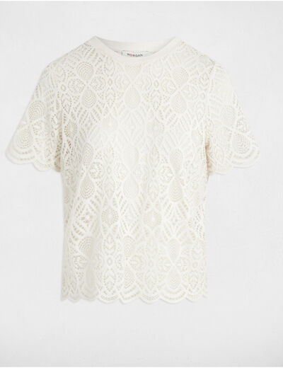 T-shirt met korte mouwen ivoor vrouw