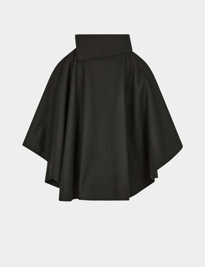 Poncho met opstaande kraag zwart vrouw