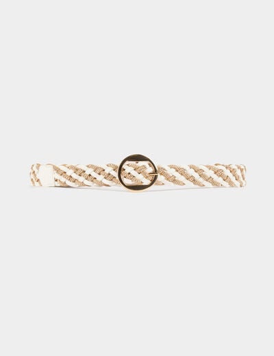 Ceinture tressée avec strass blanc femme
