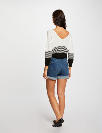 Rechte denim short stone washed denim vrouw