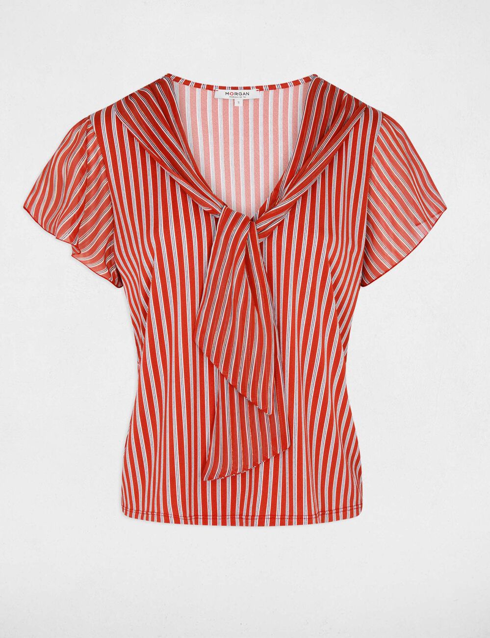 T-shirt met lavalli&egrave;rekraag rood vrouw