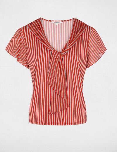 T-shirt met lavalli&egrave;rekraag rood vrouw