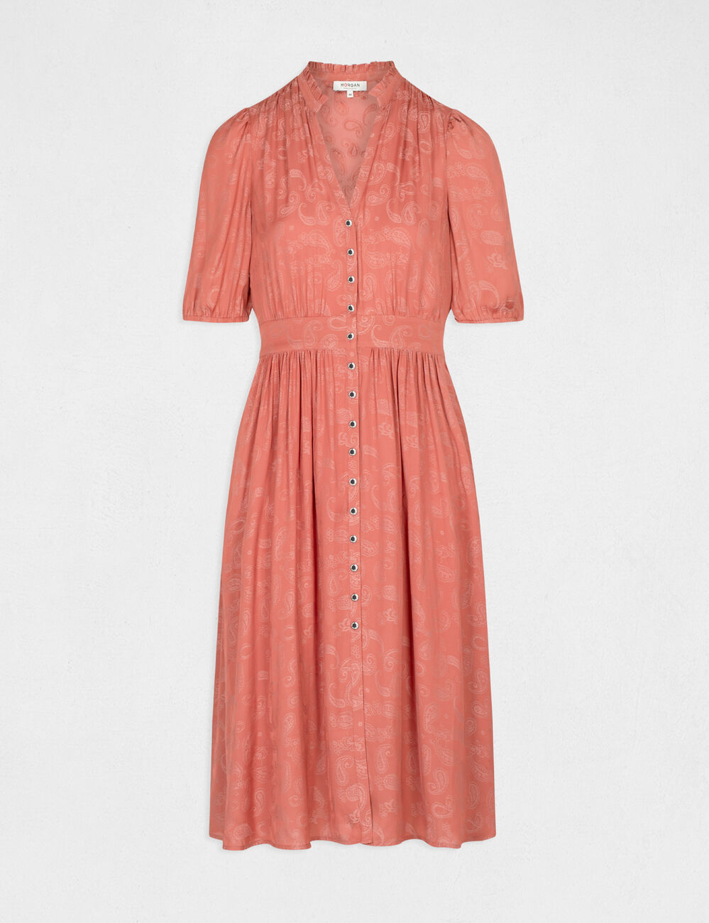 Robe droite imprimé cachemire rouille femme
