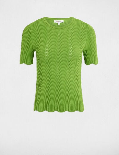 Trui met korte mouwen en ronde hals vert anis vrouw