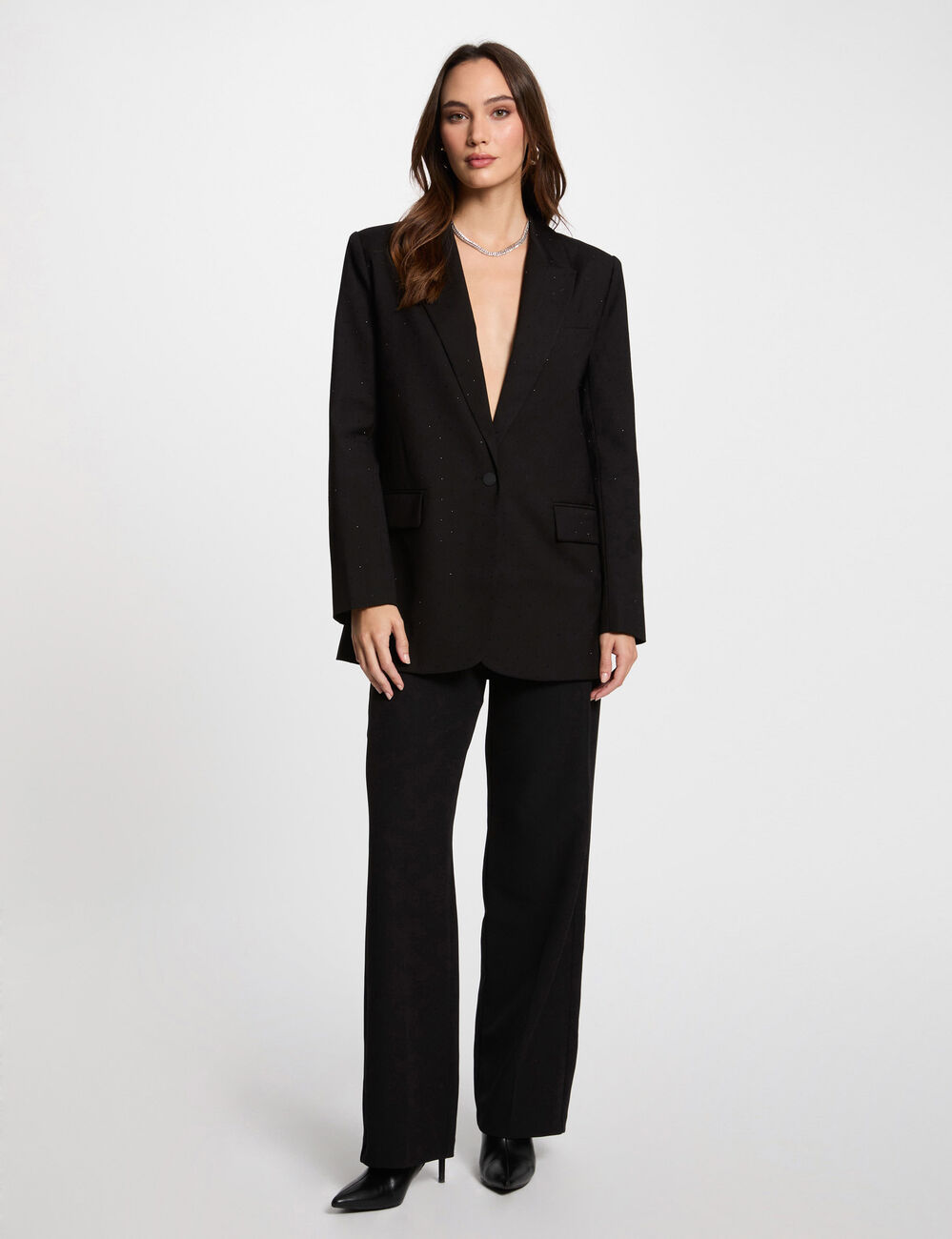 Lang blazer met pailletten zwart vrouw