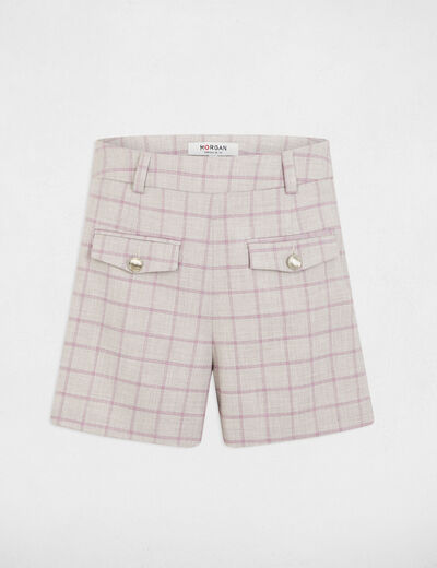 Hoge taille short met ruitprint meerkleurig vrouw