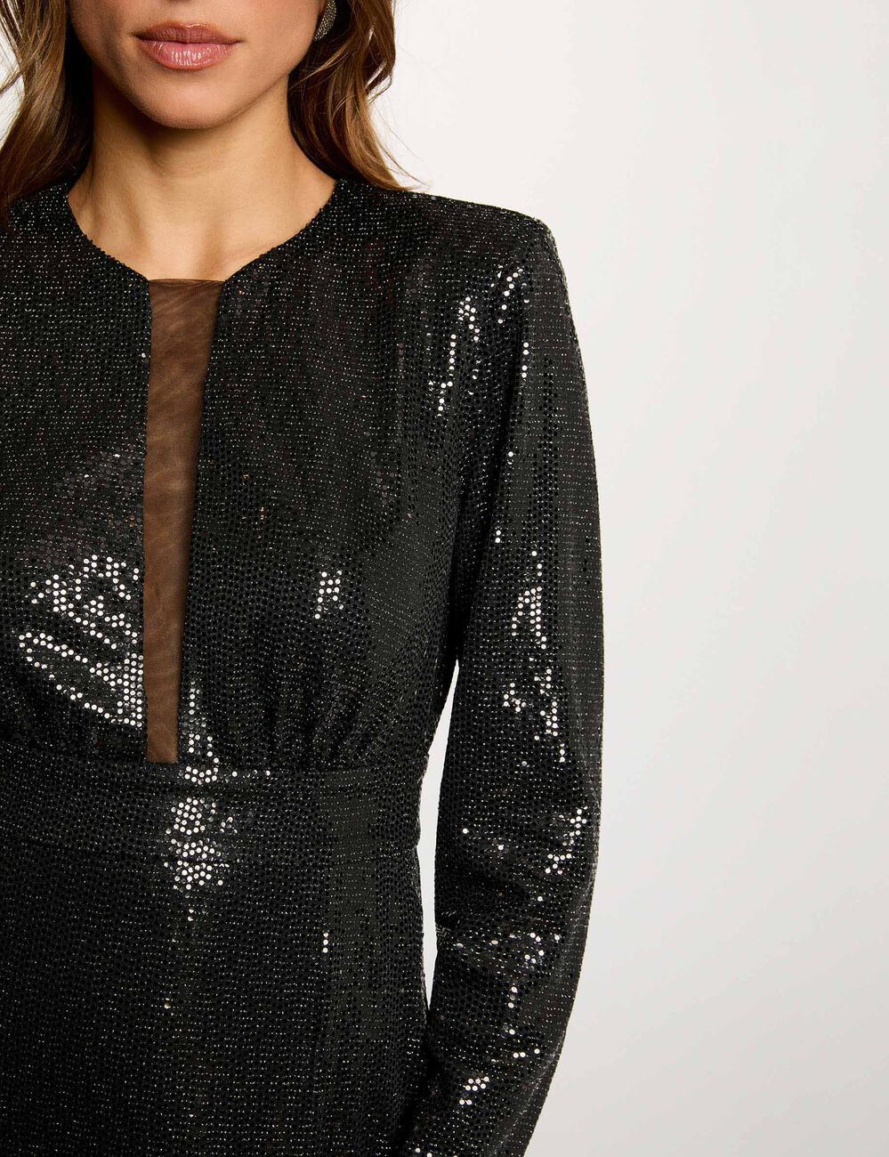 Robe longue manches longues noir femme