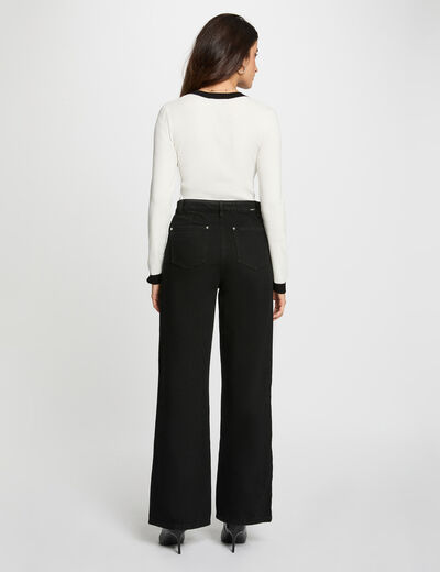 Pull ajusté col v blanc femme