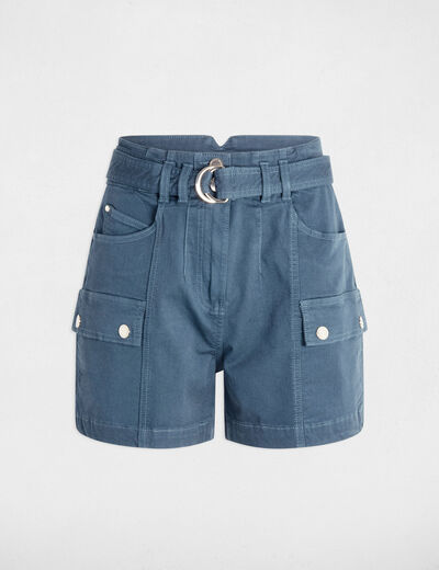 Cargoshort met riem bleu pétrole vrouw