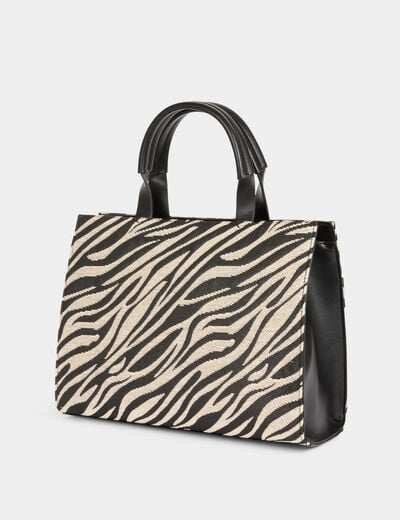 Shopper met luipaardprint ivoor vrouw