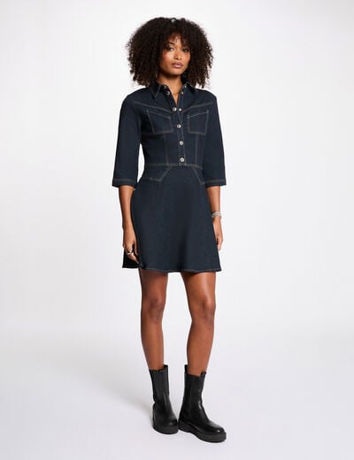 Robe courte en jean denim brut femme