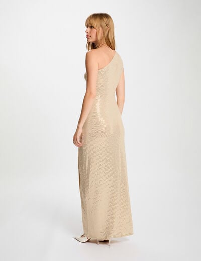 Robe longue asym&eacute;trique couleur argent femme