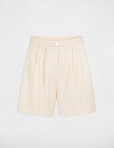 Short droit avec strass vanille femme
