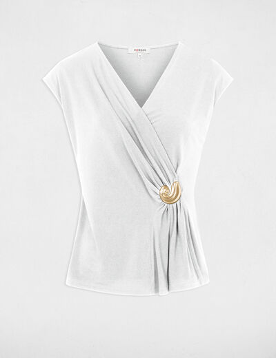 Mouwloze top met V-hals helder wit vrouw