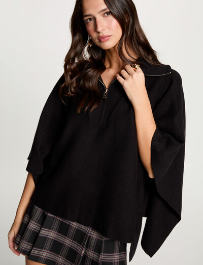 Poncho met open hals zwart vrouw