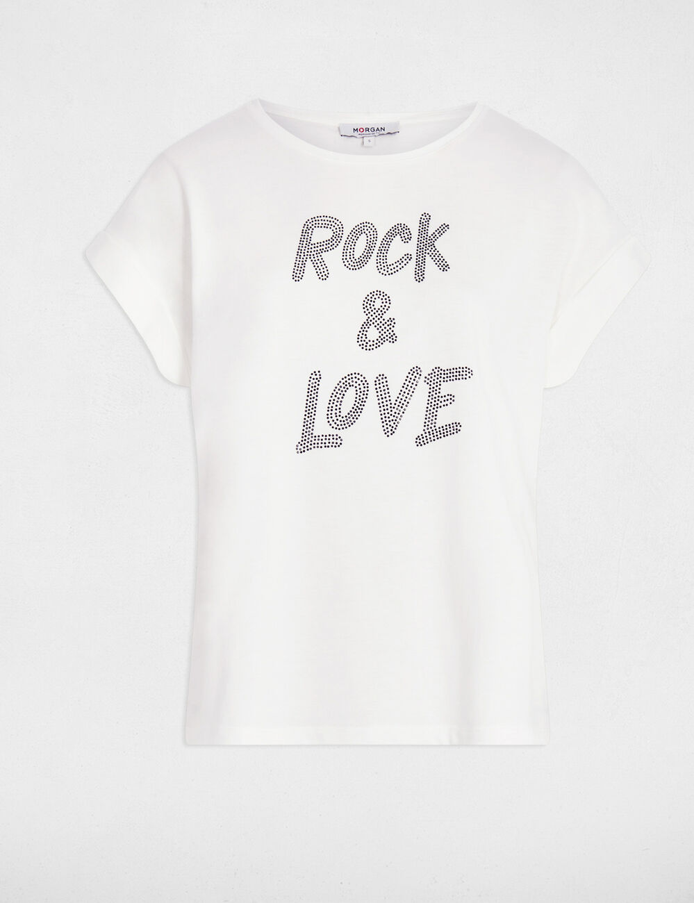 T-shirt court strass blanc femme