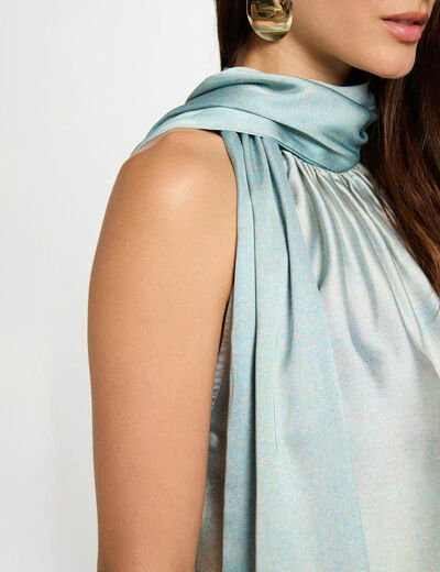 Blouse satinée sans manches multicolore femme