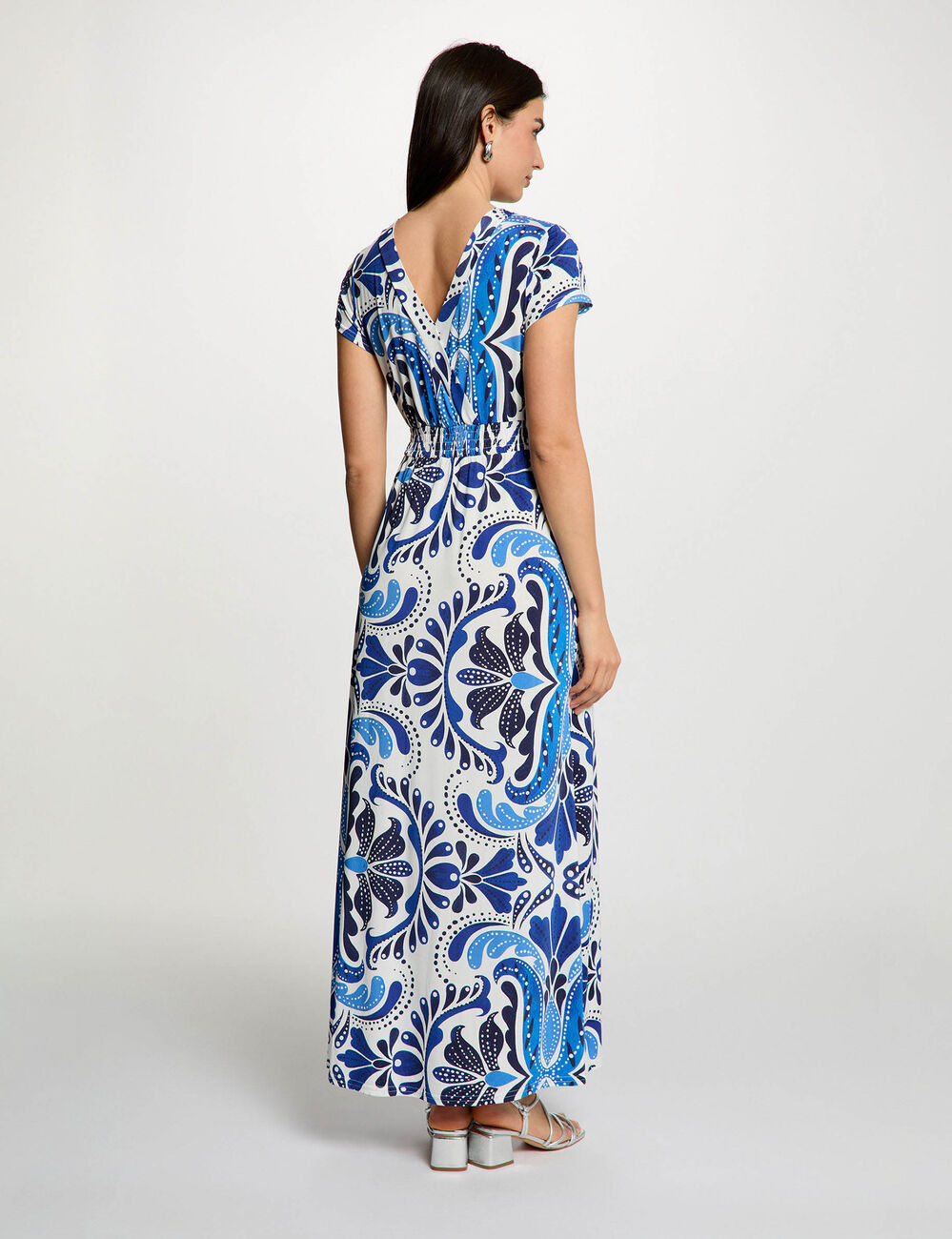 Robe longue fluide multicolore femme