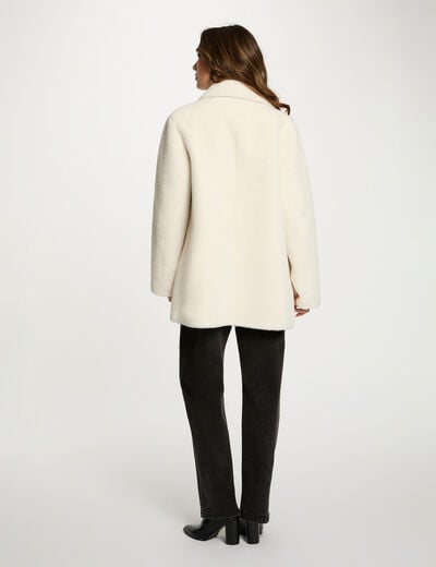 Manteau court fausse fourrure ivoire femme