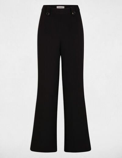 Pantalon large taille haute noir femme