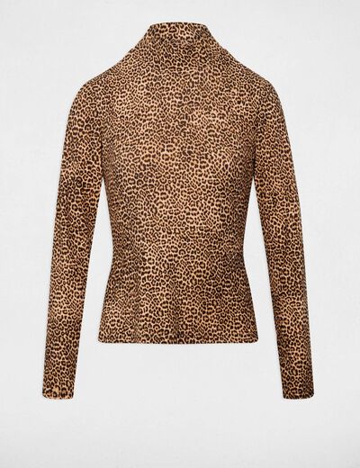 T-shirt col montant multicolore femme