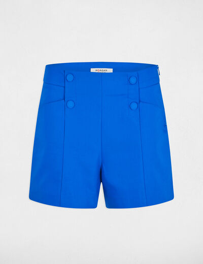 Short droit à pinces bleu electrique femme