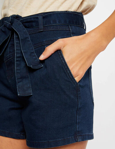 Denim paperbag short raw jeans vrouw