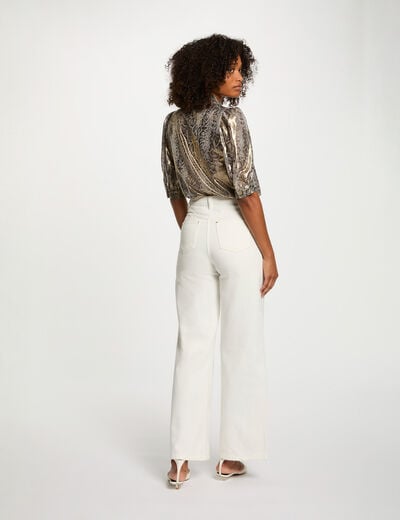 Getailleerd shirt met pofmouwen meerkleurig vrouw