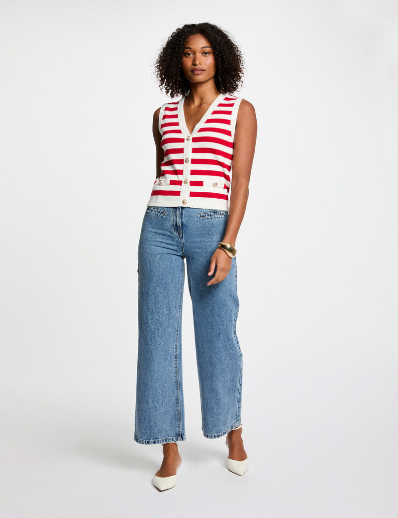 Gilet sans manches rayé blanc femme