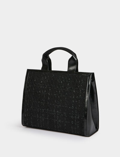 Tweed shopper zwart vrouw