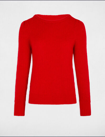 Trui met ronde hals en lange mouwen rood vrouw