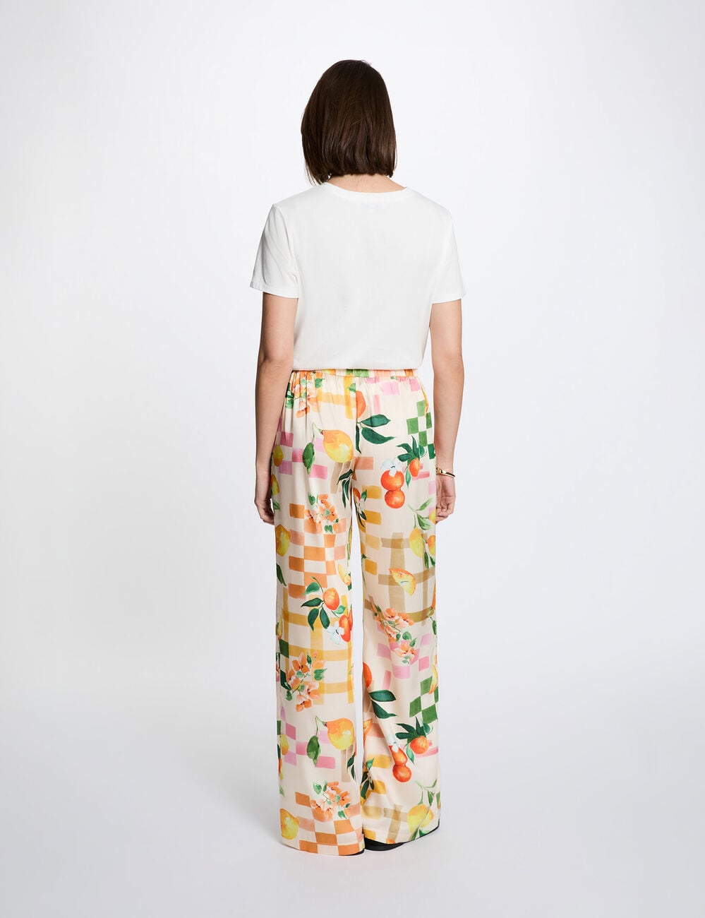 Wijde broek met print meerkleurig vrouw