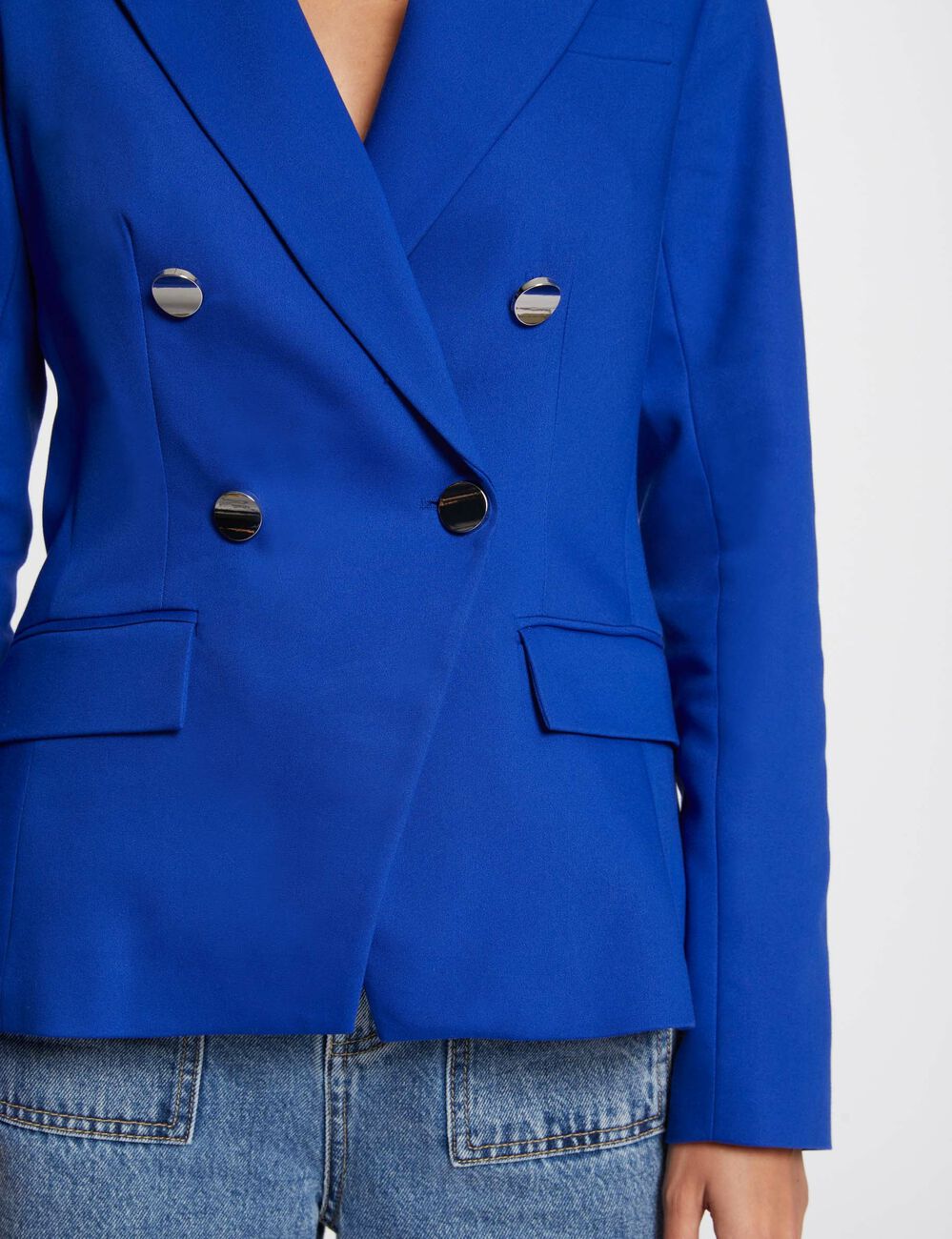 Blazer double boutonnage bleu electrique femme
