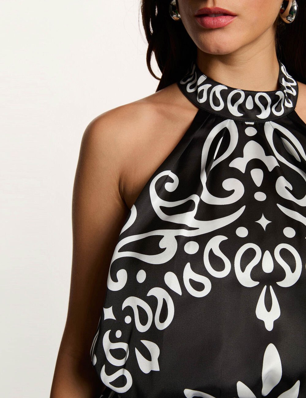 Robe longue col montant multicolore femme