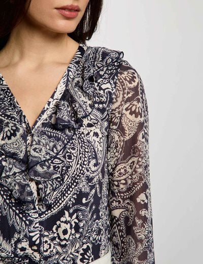 Chemise voile col v blanc femme