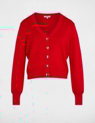 Getailleerd vest met V-hals rood vrouw