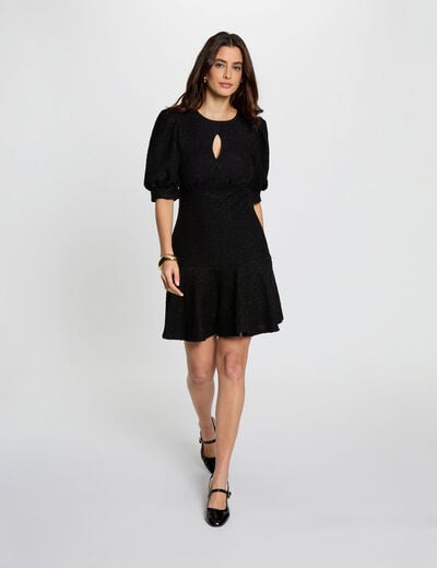 Robe manches bouffantes noir femme