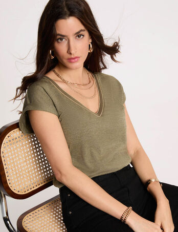 T-shirt met korte mouwen brons vrouw