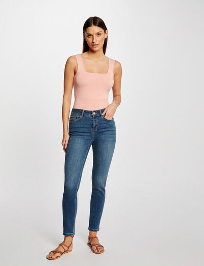 Jeans slim avec bandes strass jean stone femme