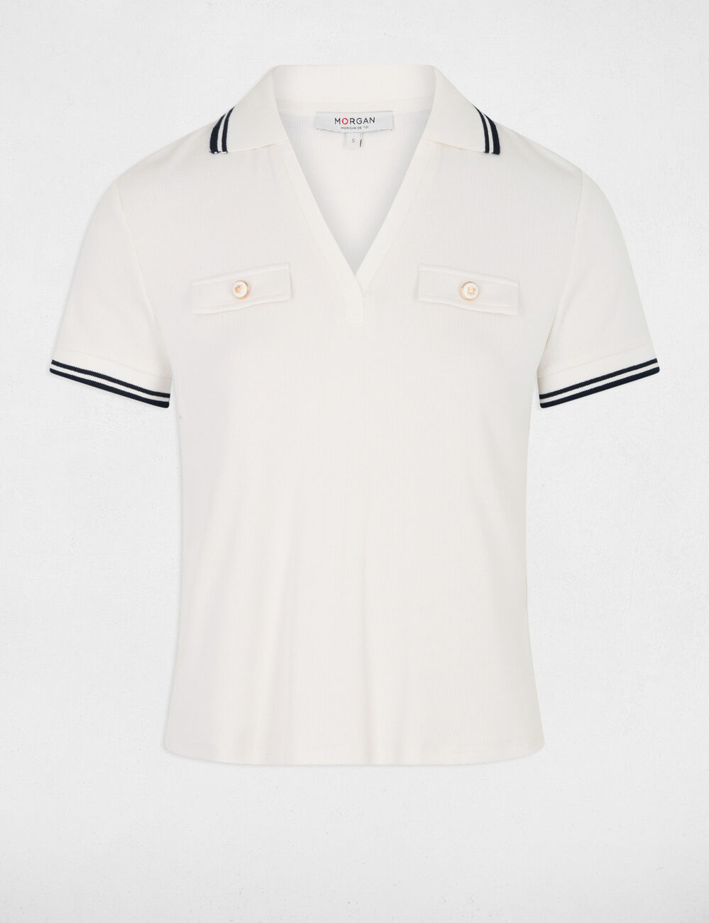 Getailleerd poloshirt helder wit vrouw