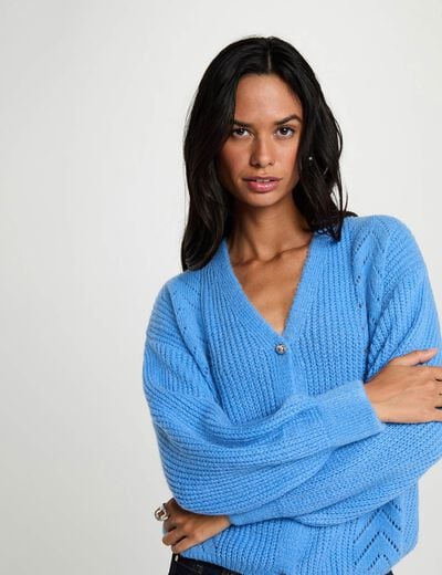 Vest met V-hals bleu vrouw