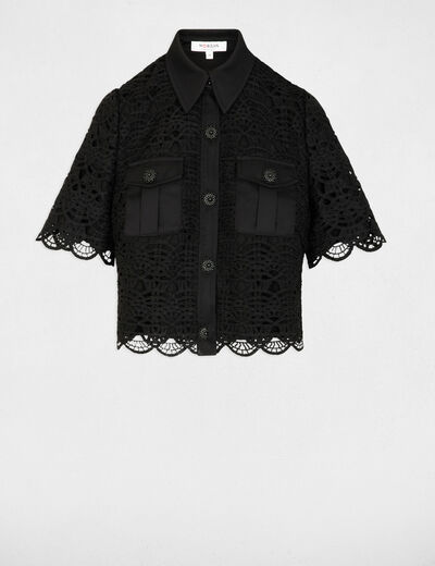 Chemise manches courtes noir femme