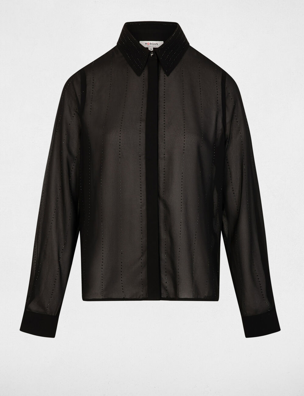 chemise droite strass noir femme zwart vrouw