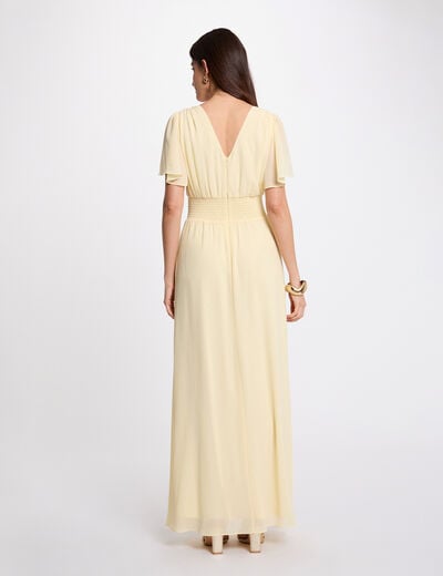 Robe longue fluide jaune pastel femme
