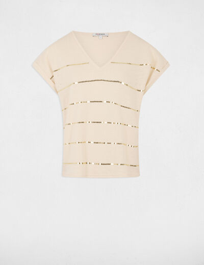 T-shirt manches courtes creme femme